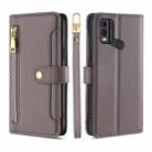 For Nokia C22 Sheep Texture Cross-body Zipper Wallet Leather Phone Case(Grey) - 1