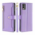 For Nokia C32 Sheep Texture Cross-body Zipper Wallet Leather Phone Case(Purple) - 1