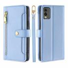 For Nokia C32 Sheep Texture Cross-body Zipper Wallet Leather Phone Case(Blue) - 1