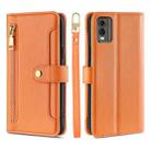 For Nokia C32 Sheep Texture Cross-body Zipper Wallet Leather Phone Case(Orange) - 1