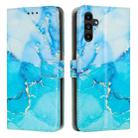 For Samsung Galaxy A24 4G Painted Marble Pattern Leather Phone Case(Blue Green) - 1