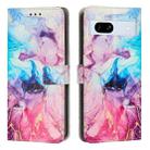 For Google Pixel 7a Painted Marble Pattern Leather Phone Case(Pink Purple) - 1