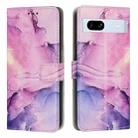 For Google Pixel 7a Painted Marble Pattern Leather Phone Case(Purple) - 1