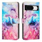 For Google Pixel 8 Painted Marble Pattern Leather Phone Case(Pink Purple) - 1