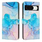 For Google Pixel 8 Painted Marble Pattern Leather Phone Case(Pink Green) - 1