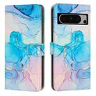 For Google Pixel 8 Pro Painted Marble Pattern Leather Phone Case(Pink Green) - 1
