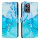 For Xiaomi Redmi Note 12 4G Global Painted Marble Pattern Leather Phone Case(Blue Green) - 1