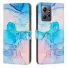 For Xiaomi Redmi Note 12 4G Global Painted Marble Pattern Leather Phone Case(Pink Green) - 1