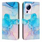 For Xiaomi Civi 2 / 13 Lite Painted Marble Pattern Leather Phone Case(Pink Green) - 1