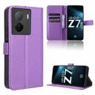 For vivo iQOO Z7x Diamond Texture Leather Phone Case(Purple) - 1
