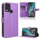 For Nokia C22 Diamond Texture Leather Phone Case(Purple) - 1