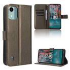 For Nokia C12 Diamond Texture Leather Phone Case(Brown) - 1