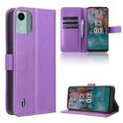 For Nokia C12 Diamond Texture Leather Phone Case(Purple) - 1