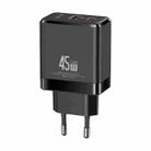 USAMS CC178 T58 45W USB+USB-C / Type-C Dual Port AC Gallium Nitride Charger, Plug: EU Plug(Black) - 1