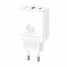 USAMS CC178 T58 45W USB+USB-C / Type-C Dual Port AC Gallium Nitride Charger, Plug: EU Plug(White) - 1