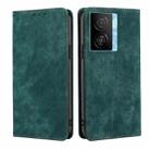 For vivo iQOO Z7x RFID Anti-theft Brush Magnetic Leather Phone Case(Green) - 1