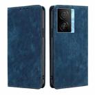 For vivo iQOO Z7x RFID Anti-theft Brush Magnetic Leather Phone Case(Blue) - 1