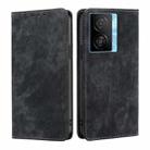 For vivo iQOO Z7x RFID Anti-theft Brush Magnetic Leather Phone Case(Black) - 1