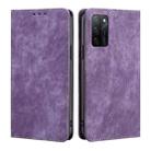 For OPPO A55S 5G RFID Anti-theft Brush Magnetic Leather Phone Case(Purple) - 1