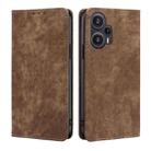 For Xiaomi Redmi Note 12 Turbo RFID Anti-theft Brush Magnetic Leather Phone Case(Brown) - 1