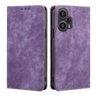 For Xiaomi Redmi Note 12 Turbo RFID Anti-theft Brush Magnetic Leather Phone Case(Purple) - 1