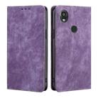 For Kyocera Digno SX3-KYG02 RFID Anti-theft Brush Magnetic Leather Phone Case(Purple) - 1