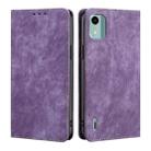 For Nokia C12 RFID Anti-theft Brush Magnetic Leather Phone Case(Purple) - 1