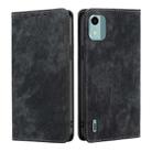 For Nokia C12 RFID Anti-theft Brush Magnetic Leather Phone Case(Black) - 1