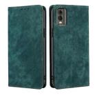 For Nokia C32 RFID Anti-theft Brush Magnetic Leather Phone Case(Green) - 1