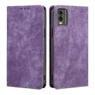 For Nokia C32 RFID Anti-theft Brush Magnetic Leather Phone Case(Purple) - 1