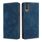 For Nokia C32 RFID Anti-theft Brush Magnetic Leather Phone Case(Blue) - 1