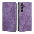 For Samsung Galaxy A54 5G RFID Anti-theft Brush Magnetic Leather Phone Case(Purple) - 1