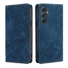 For Samsung Galaxy A54 5G RFID Anti-theft Brush Magnetic Leather Phone Case(Blue) - 1