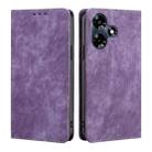 For Infinix Hot 30 4G RFID Anti-theft Brush Magnetic Leather Phone Case(Purple) - 1