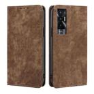 For Tecno Pova 5G RFID Anti-theft Brush Magnetic Leather Phone Case(Brown) - 1