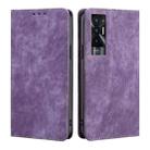 For Tecno Pova 5G RFID Anti-theft Brush Magnetic Leather Phone Case(Purple) - 1