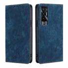 For Tecno Pova 5G RFID Anti-theft Brush Magnetic Leather Phone Case(Blue) - 1