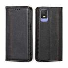 For TCL 403 Grid Texture Magnetic Flip Leather Phone Case(Black) - 1