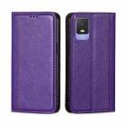 For TCL 403 Grid Texture Magnetic Flip Leather Phone Case(Purple) - 1