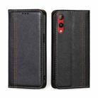 For Rakuten Hand 4G Grid Texture Magnetic Flip Leather Phone Case(Black) - 1