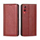 For Rakuten Hand 4G Grid Texture Magnetic Flip Leather Phone Case(Red) - 1