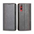 For Rakuten Hand 4G Grid Texture Magnetic Flip Leather Phone Case(Brown) - 1