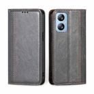 For Blackview A52 Grid Texture Magnetic Flip Leather Phone Case(Grey) - 1