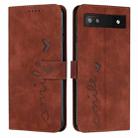 For Google Pixel 7a Skin Feel Heart Pattern Leather Phone Case(Brown) - 1