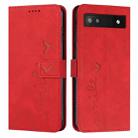 For Google Pixel 7a Skin Feel Heart Pattern Leather Phone Case(Red) - 1