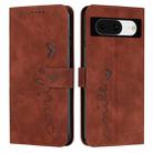 For Google Pixel 8 Skin Feel Heart Pattern Leather Phone Case(Brown) - 1