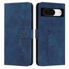 For Google Pixel 8 Skin Feel Heart Pattern Leather Phone Case(Blue) - 1