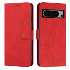 For Google Pixel 8 Pro Skin Feel Heart Pattern Leather Phone Case(Red) - 1