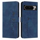 For Google Pixel 8 Pro Skin Feel Heart Pattern Leather Phone Case(Blue) - 1