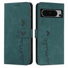 For Google Pixel 8 Pro Skin Feel Heart Pattern Leather Phone Case(Green) - 1